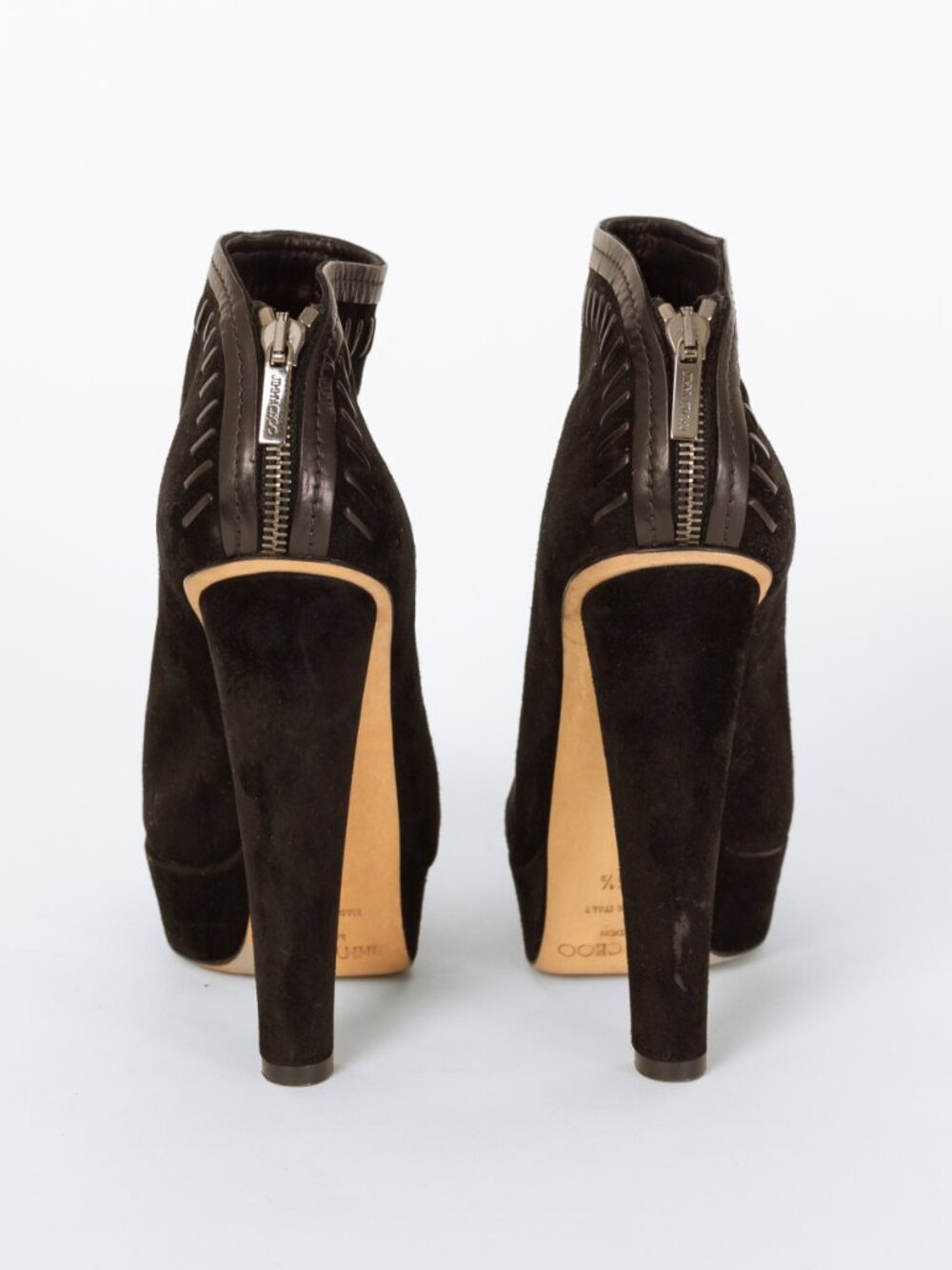 Jimmy Choo Evans Black Suede Heeled Booties - Size 36.5 - Picture 4 of 6